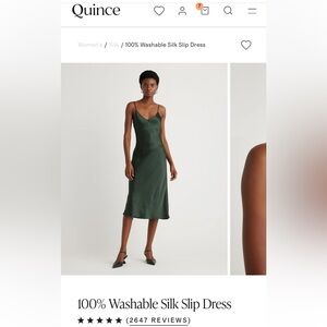 Quince Midi Slip Dress NWT size XS Forest green